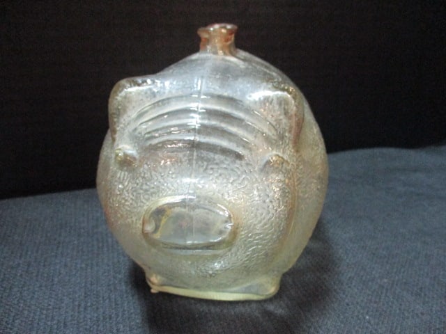 Vintage Amber Glass Piggy Bank - 3