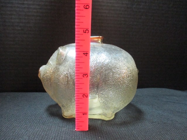 Vintage Amber Glass Piggy Bank - 5