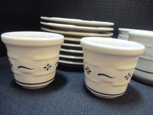 Longaberger Pottery Stoneware Oven to Table Cups and Saucers and Two Custard Cups - 6