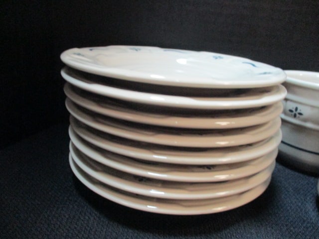Longaberger Pottery Stoneware Oven to Table Cups and Saucers and Two Custard Cups - 8