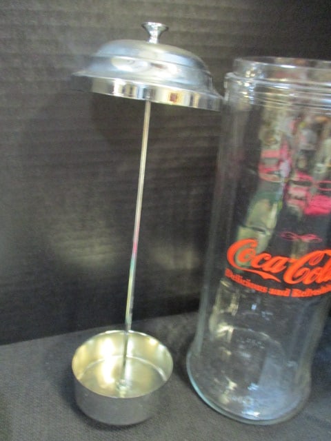 Coca-Cola Glass Straw Dispenser and 1992 "Ask at the Soda Fountain" Adaptation Serving Tray - 6