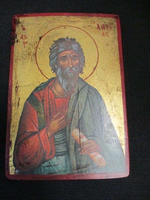 Handpainted Russian Holy Idol Plaque: 5" x 7 1/4"