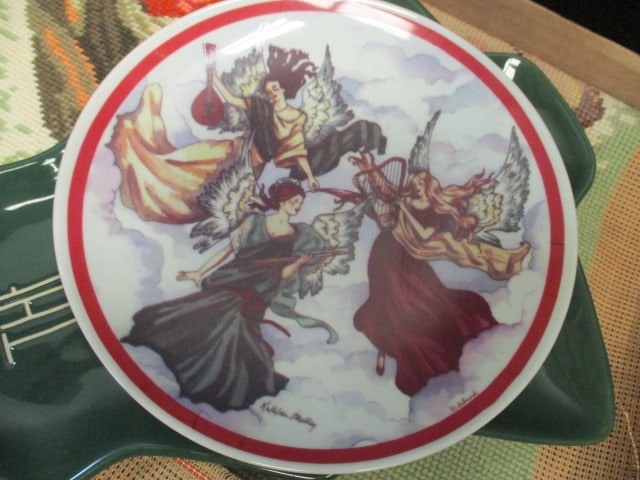 Tree Shape Giving Plate, Blessing Musical Jewelry Box, Schmid Musical Angel Figurine and - 6