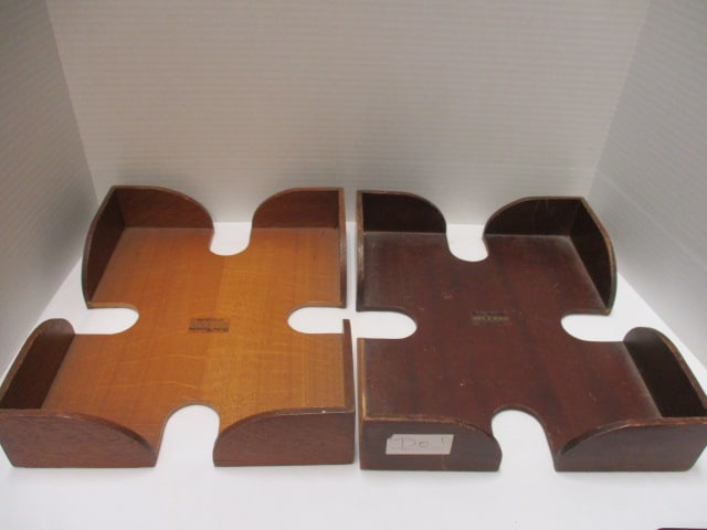 Two Vintage Globe-Wernicke Accesso Letter Organizers: 10 3/4" x 13 1/4" x 2 1/2", darker one missing one side