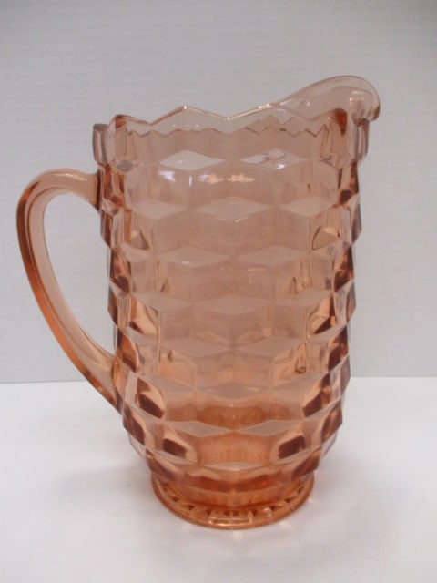 Midcentury Peach Cubist Pitcher: 8 1/4"h