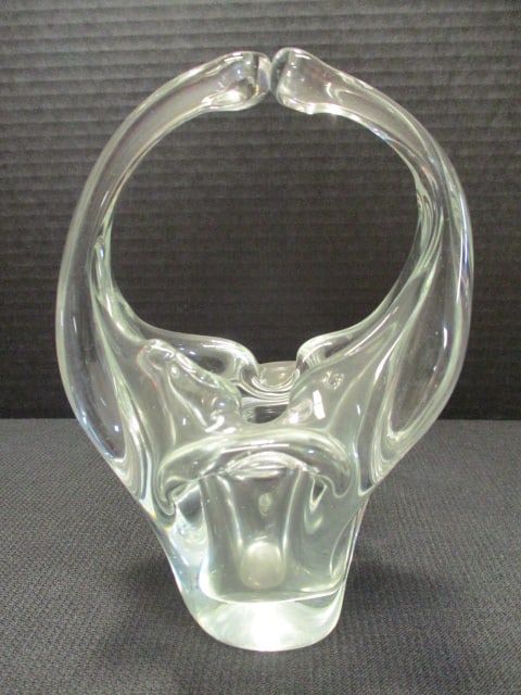 Art Glass Basket: 7 3/4"h, ground polished bottom