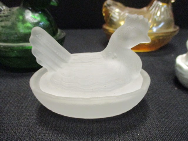 Four Hen on Nest Glass Dishes - 8