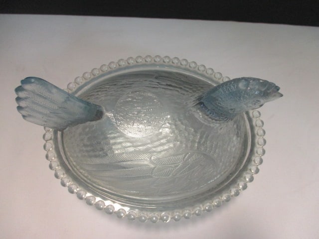 Light Blue Glass Hen on Nest Dish - 2