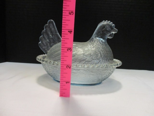 Light Blue Glass Hen on Nest Dish - 5