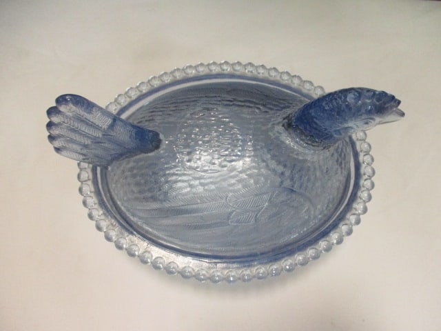 Blue Glass Hen on Nest Dish - 2
