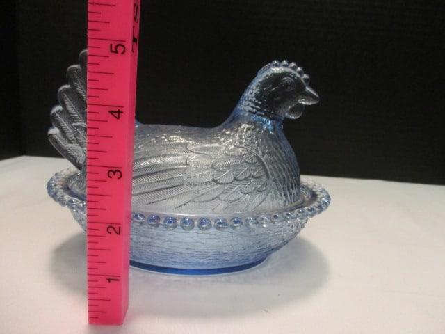 Blue Glass Hen on Nest Dish - 4