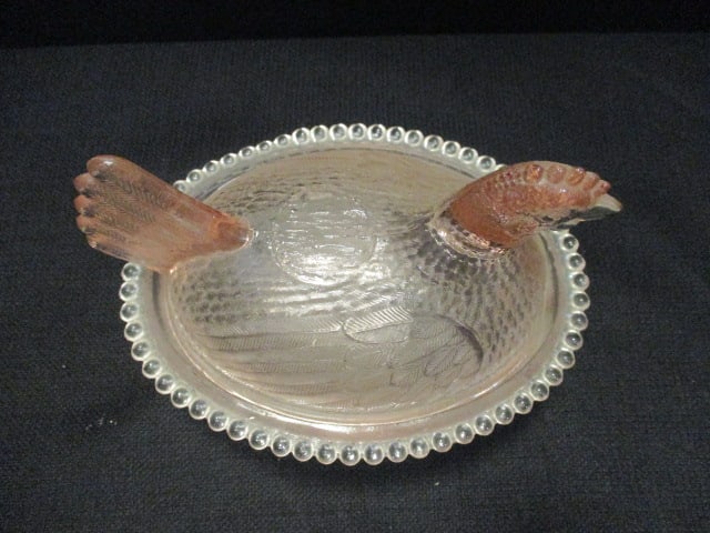 Pink Glass Hen on Nest Dish - 2