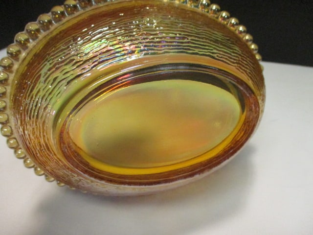 Glass Marigold Iridescent Hen on Nest Dish - 4