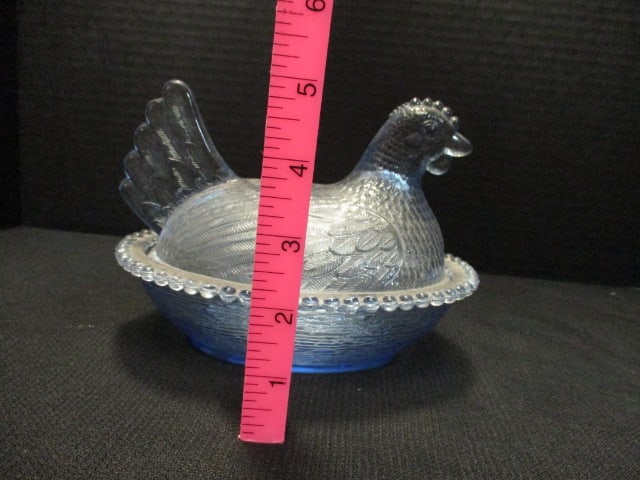 Blue Glass Hen on Nest Dish - 4