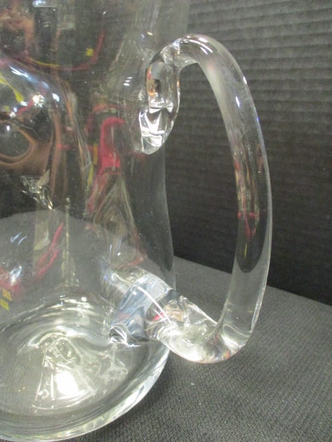 Hand Blown Art Glass Pitcher with Applied Glass Handle - 2