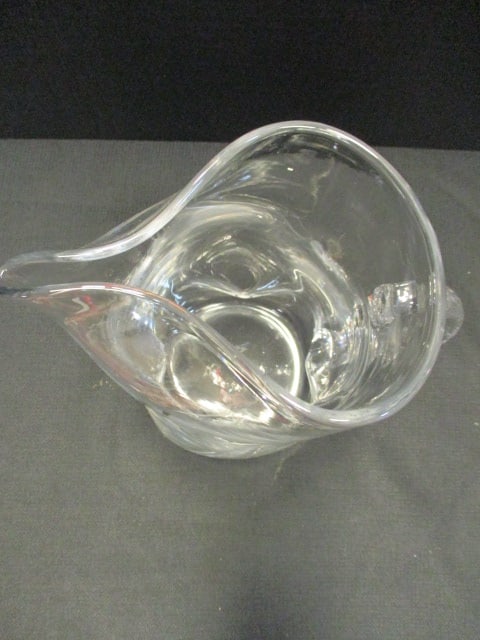 Hand Blown Art Glass Pitcher with Applied Glass Handle - 3