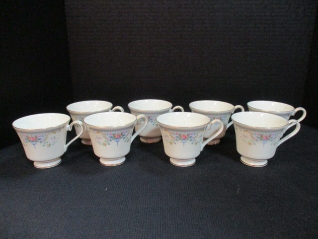 Eight Royal Doulton "Juliet" Bone China Tea Cups: 3"h