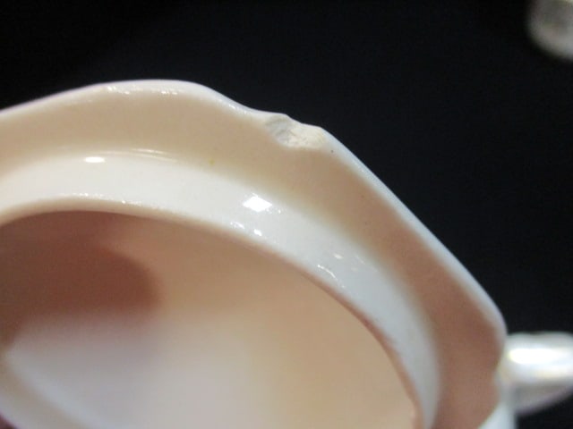 Vintage Ironstone Tea Cups, Sugar Bowl and Creamer with Rose Garland Design - 13