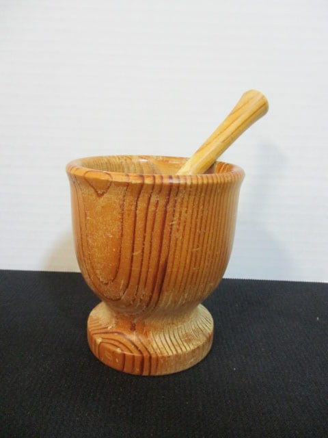 Turned Wood Mortar and Pestle (1 of 5)