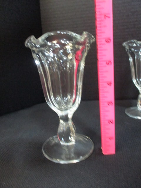 Stainless Steel Cocktail Shaker and Four Pressed Glass Sundae Glasses - 5