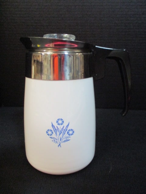 Corning Ware Blue Cornflower 6 Cup Stove Top Coffee Pot and Microwave Browning Grill - 4