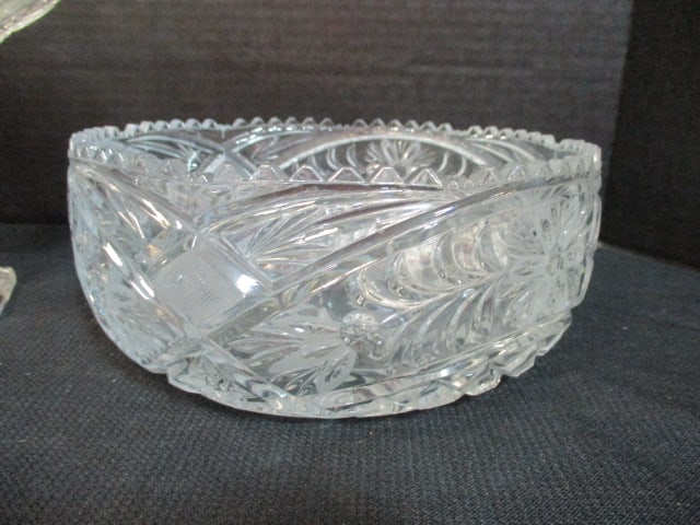 Crystal Footed Pedestal Centerpiece/Fruit Bowl and Round Bowl - 2