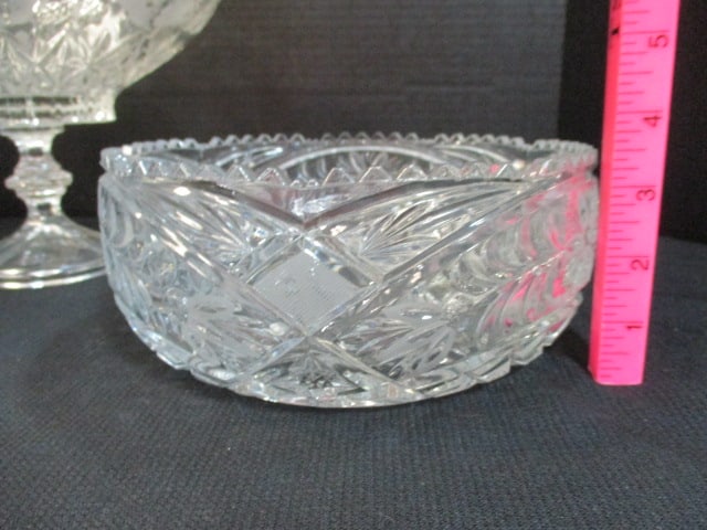 Crystal Footed Pedestal Centerpiece/Fruit Bowl and Round Bowl - 5