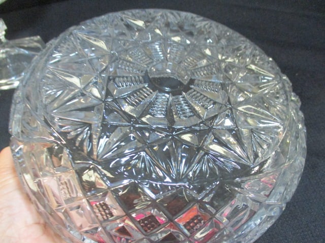 Crystal Footed Pedestal Centerpiece/Fruit Bowl and Round Bowl - 6