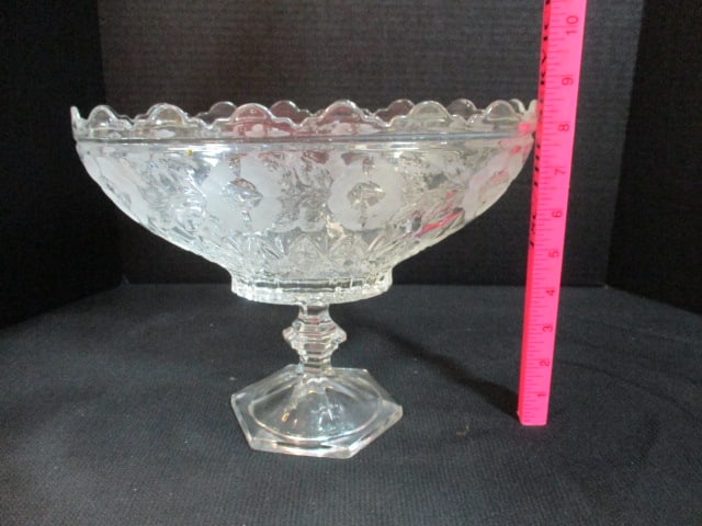 Crystal Footed Pedestal Centerpiece/Fruit Bowl and Round Bowl - 7