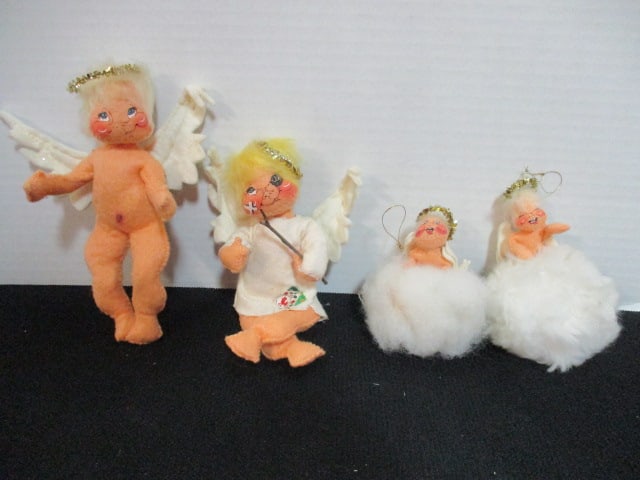 Four Vintage 1950's Annalee Felted Angel Dolls/Ornaments: .