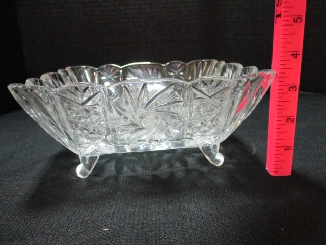 Three Hobstar Design Crystal Serving Bowls - 10