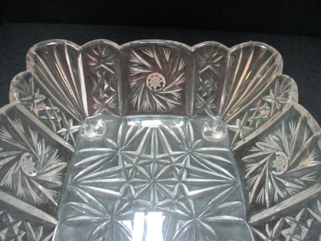 Three Hobstar Design Crystal Serving Bowls - 11