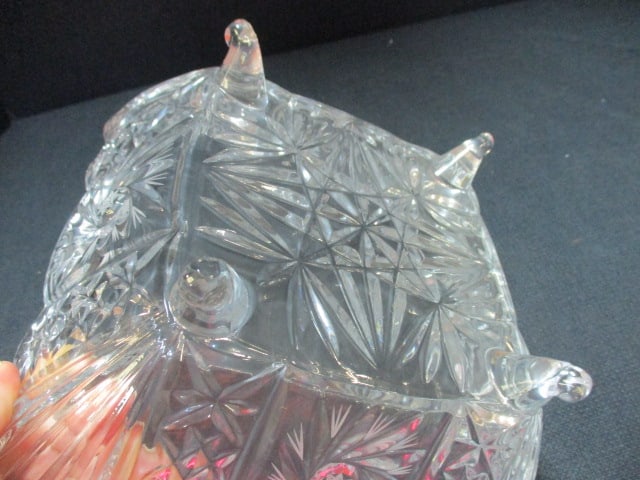 Three Hobstar Design Crystal Serving Bowls - 12
