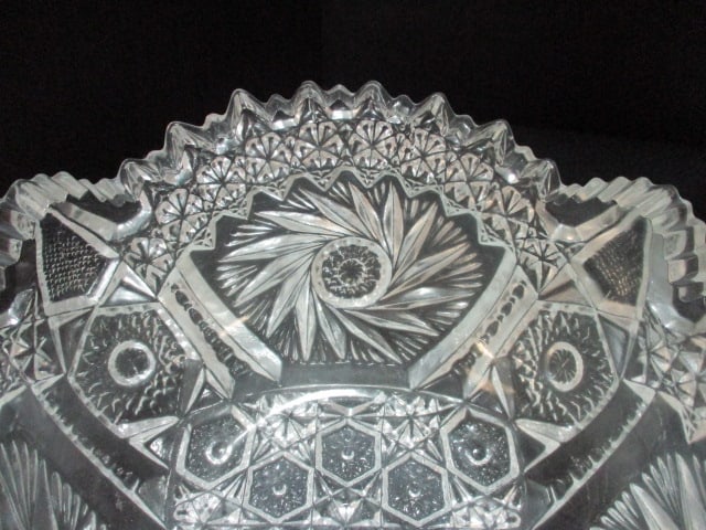 Three Hobstar Design Crystal Serving Bowls - 3