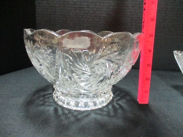 Three Hobstar Design Crystal Serving Bowls - 6