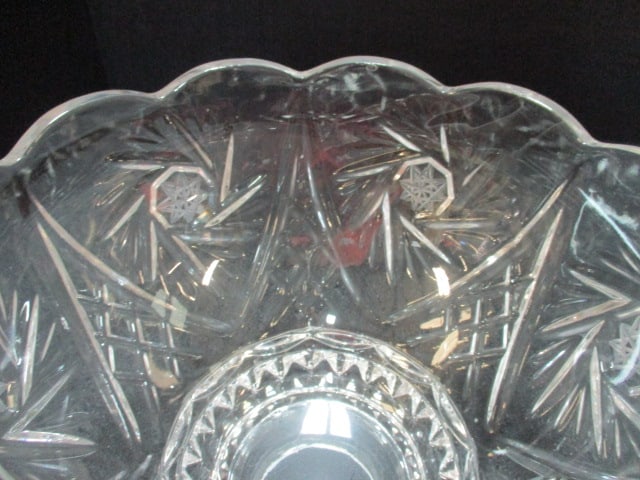 Three Hobstar Design Crystal Serving Bowls - 7