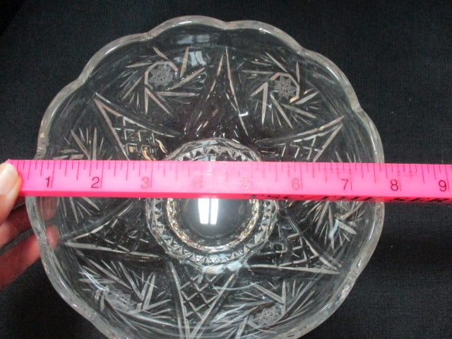 Three Hobstar Design Crystal Serving Bowls - 9