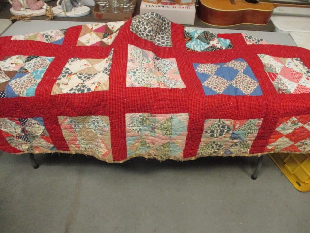 Antique Hand Stitched Patchwork Quilt - 2