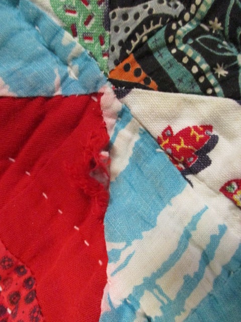 Antique Hand Stitched Patchwork Quilt - 4