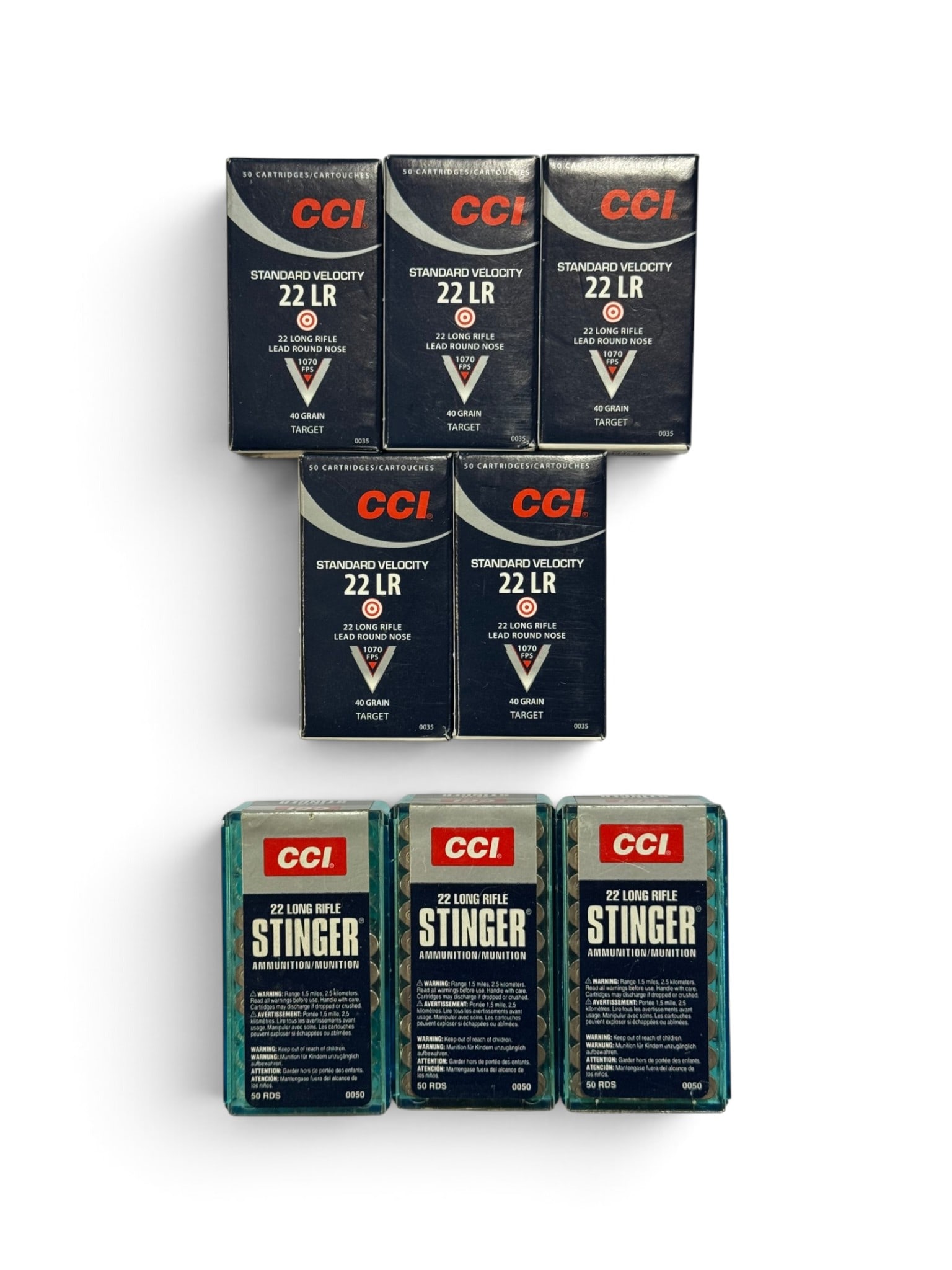 NIB 367rds. of .22 LR 40gr. LRN & Stinger CCI Ammunition: See Photo(s)