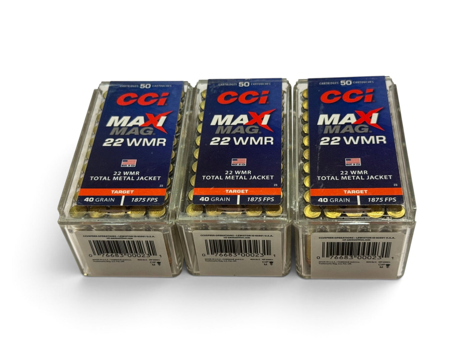 NIB 150rds. of .22 WMR 40gr. TMJ CCI Maxi-Mag Target Ammunition: See Photo(s)