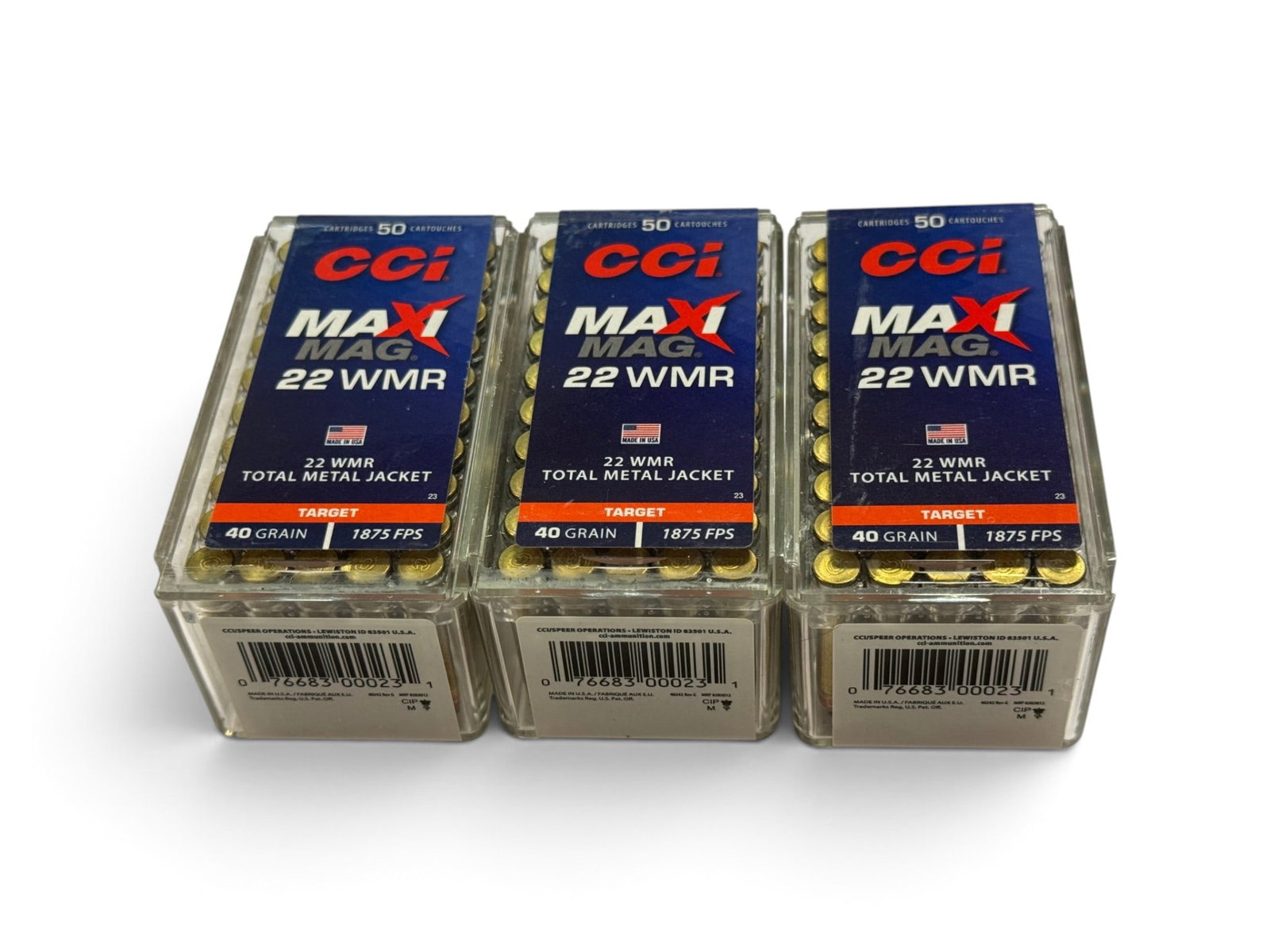 NIB 150rds. of .22 WMR 40gr. TMJ CCI Maxi-Mag Target Ammunition: See Photo(s)