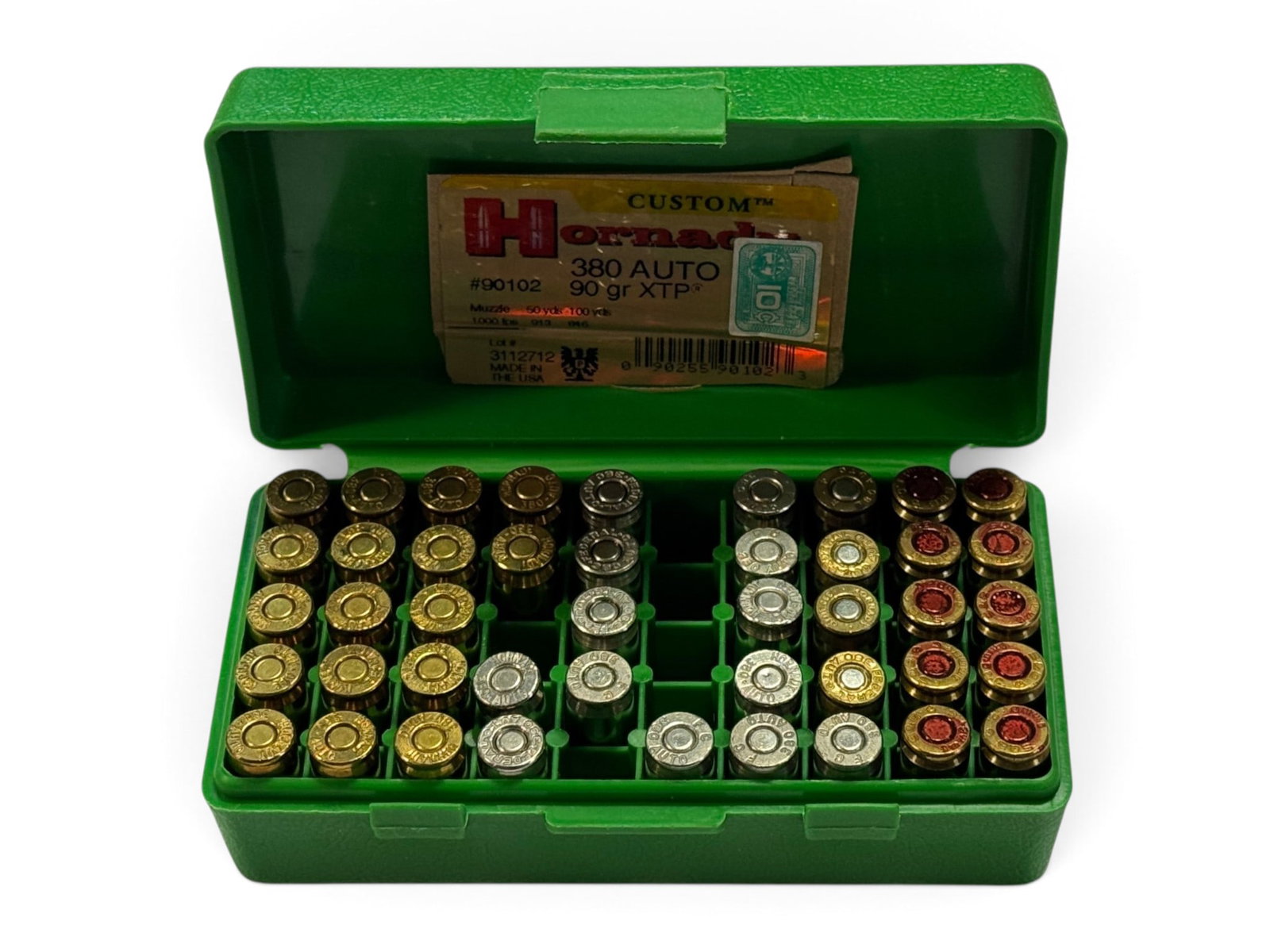 44rds. of .380 AUTO Various Factory Ammunition - Hornady & More: (17) Hornady 90gr. XTP | (3) Hornady FTX | (9) Federal JHP | (10) S&B FMJ | & More