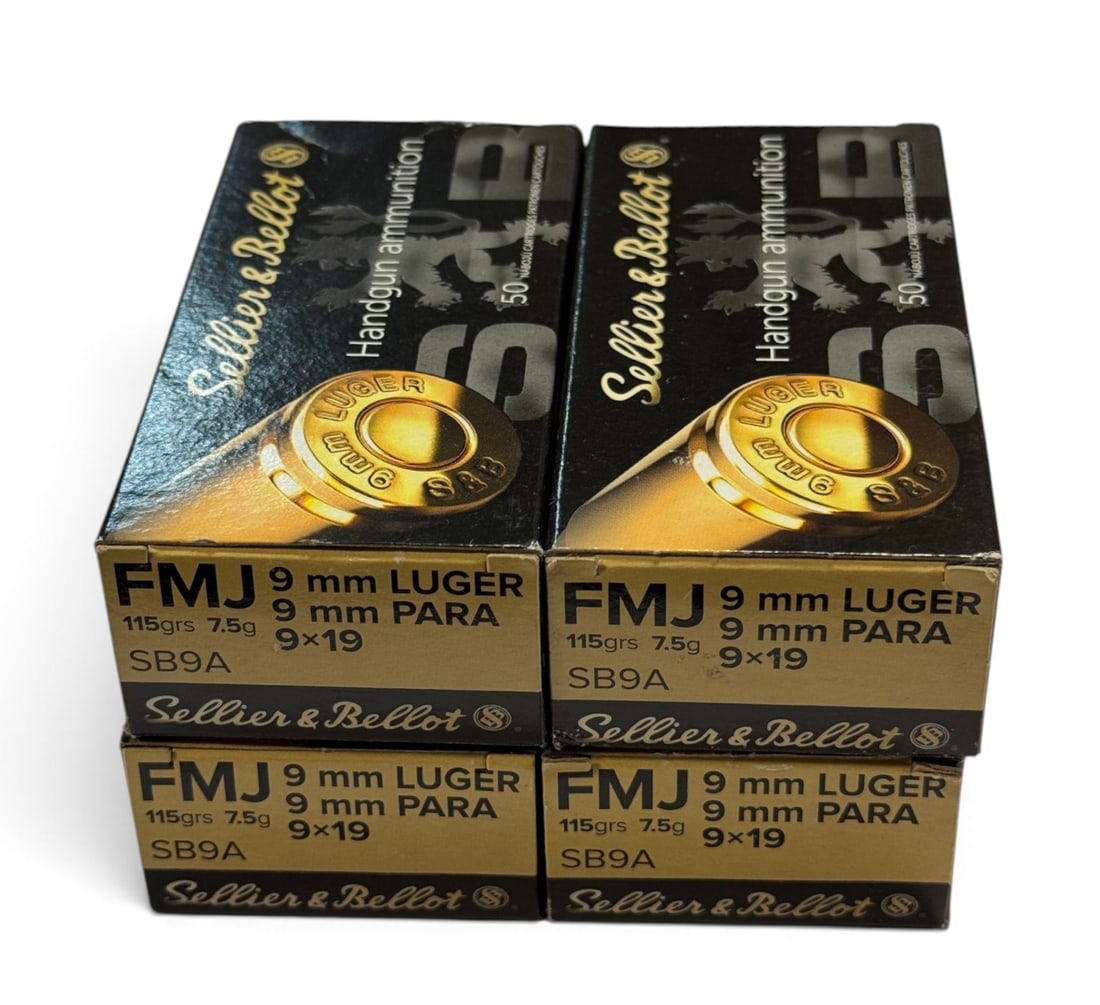 NIB 200rds. of 9mm LUGER 115gr. FMJ Sellier & Bellot Ammunition: See Photo(s)