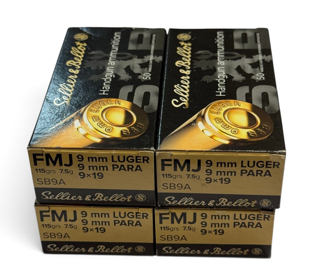 NIB 200rds. of 9mm LUGER 115gr. FMJ Sellier & Bellot Ammunition: See Photo(s)