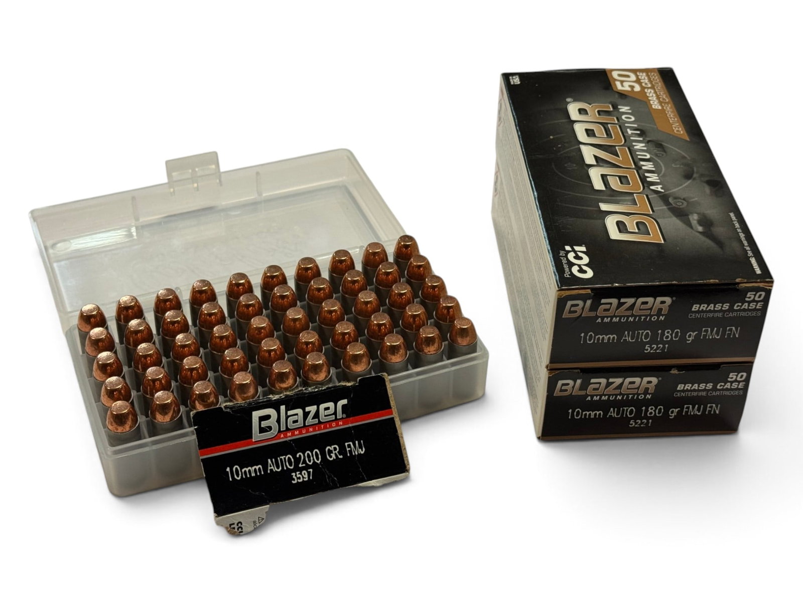 NIB 150rds. of 10mm AUTO 180gr. FMJ FN & 200gr. FMJ Blazer Brass Ammunition (1 of 6)
