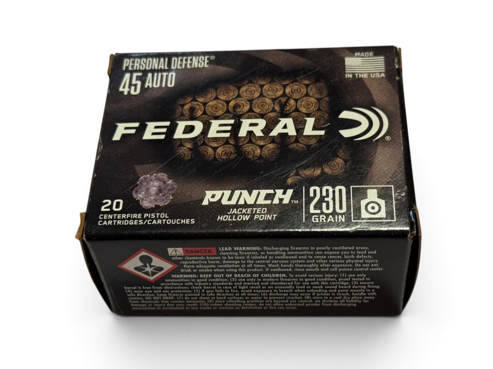 NIB 20rds. of .45 AUTO 230gr. JHP PUNCH Federal Personal Defense Ammunition: See Photo(s)