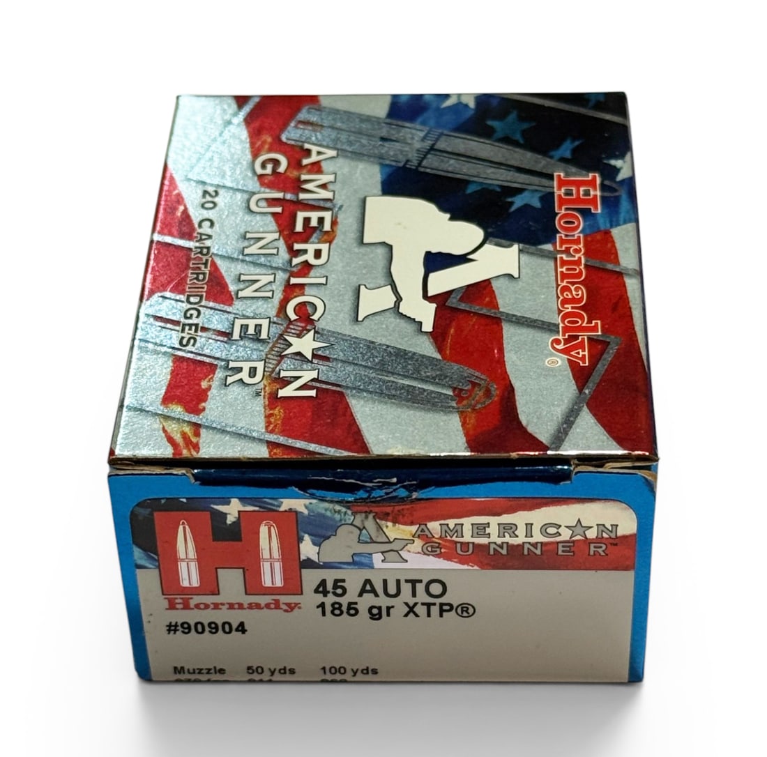NIB 20rds. of .45 AUTO 185gr. XTP Hornady American Gunner Defense Ammunition: See Photo(s)