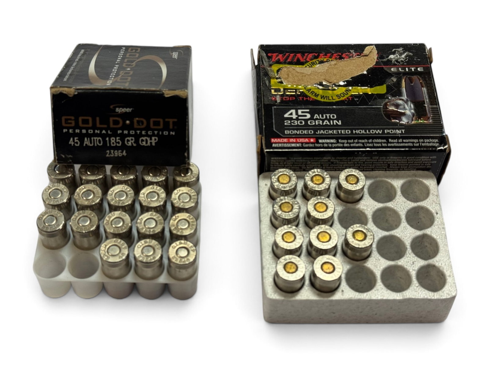 NIB 30rds. of .45 AUTO 185gr. GDHP & 230gr. Bonded JHP Defense Ammunition: See Photo(s)