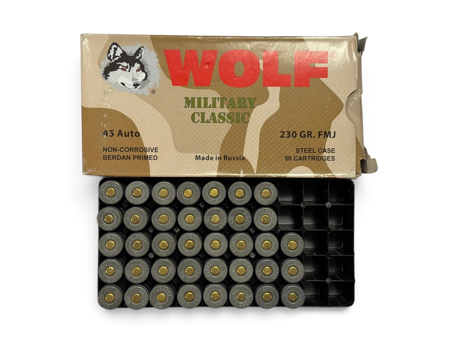 NIB 188rds. of .45 AUTO 230gr. FMJ Wolf Military Classic Steel Case Ammunition - 2